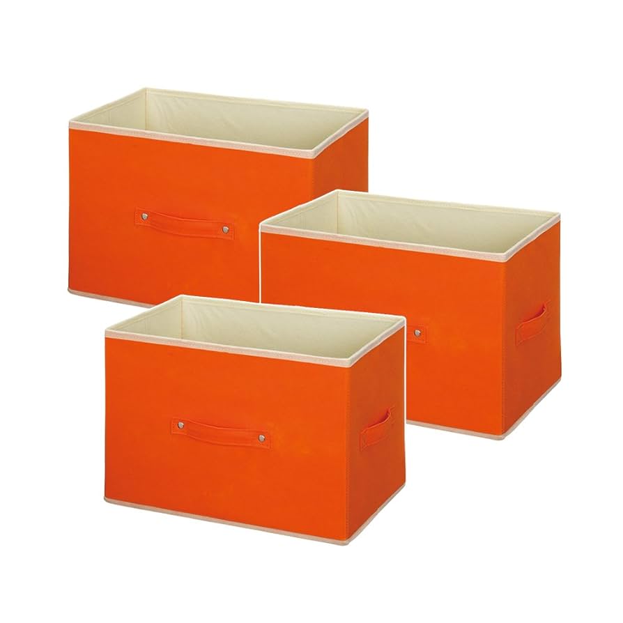 収納ボックス フタ付き 折りたたみ 収納 Lサイズ 3個セットオレンジ 収納ボックス フタ付き 折りたたみ 収納 XLサイズ 3個セット